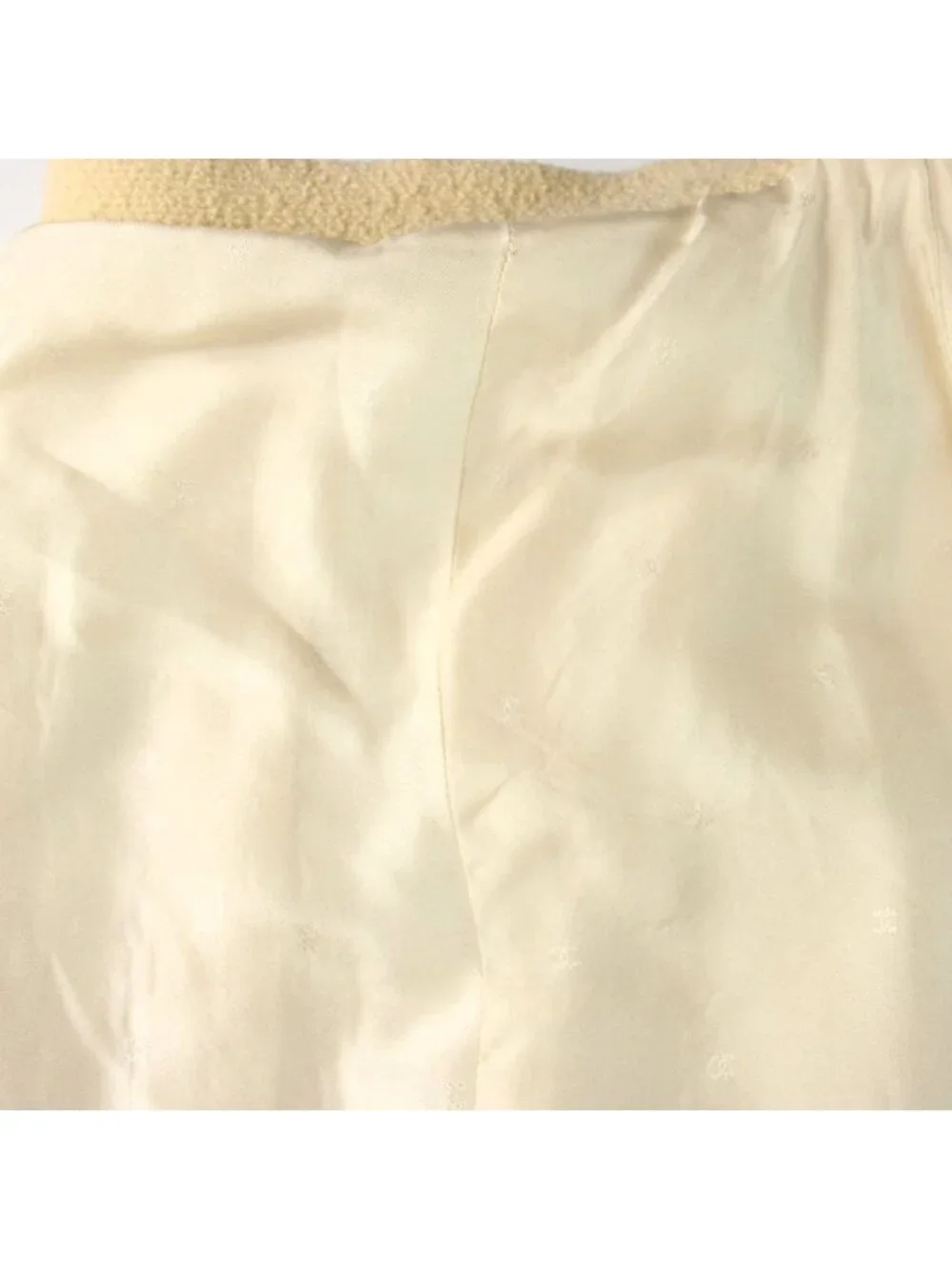 Chanel Pencil Skirt Knee Wool Cream Beige 40